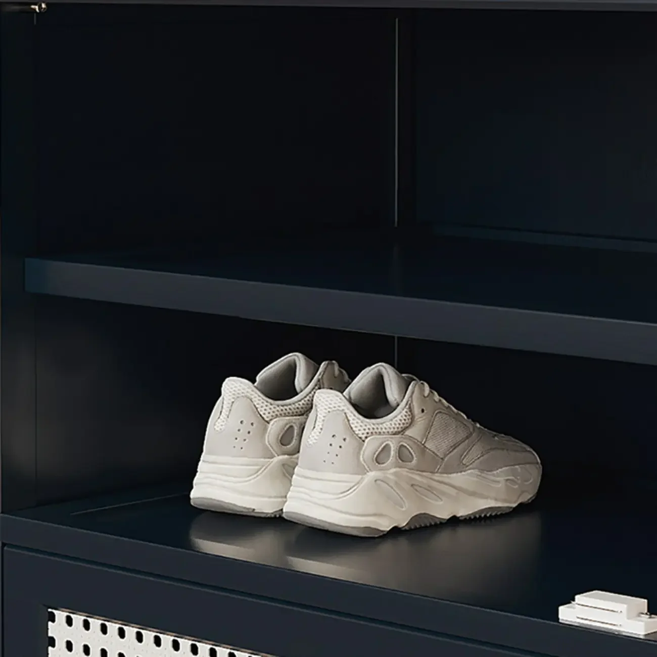 Modern Black Bamboo Shoe Cabinet with Rattan Panels