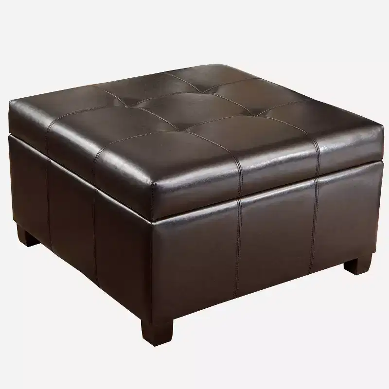 Richmond Bonded Leather Storage Ottoman Espresso: Coffee Table & Seating - Christopher Knight Home