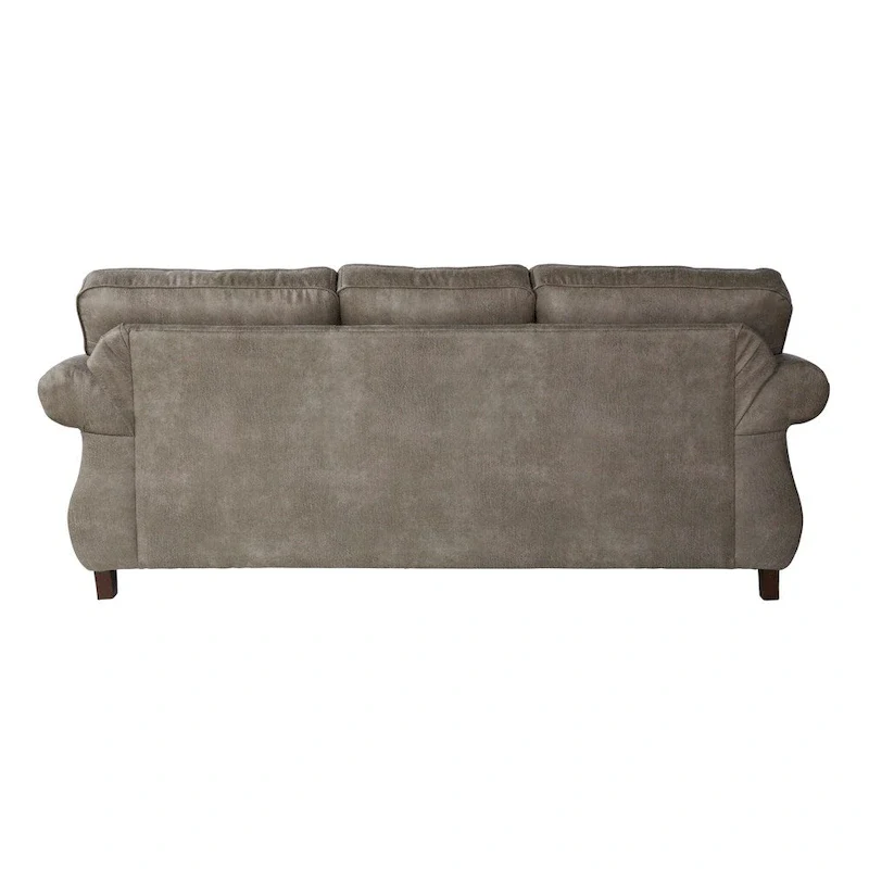 Roundhill Furniture Leinster Faux Leather Upholstered Nailhead Sofa and Loveseat Set in Stone Gray