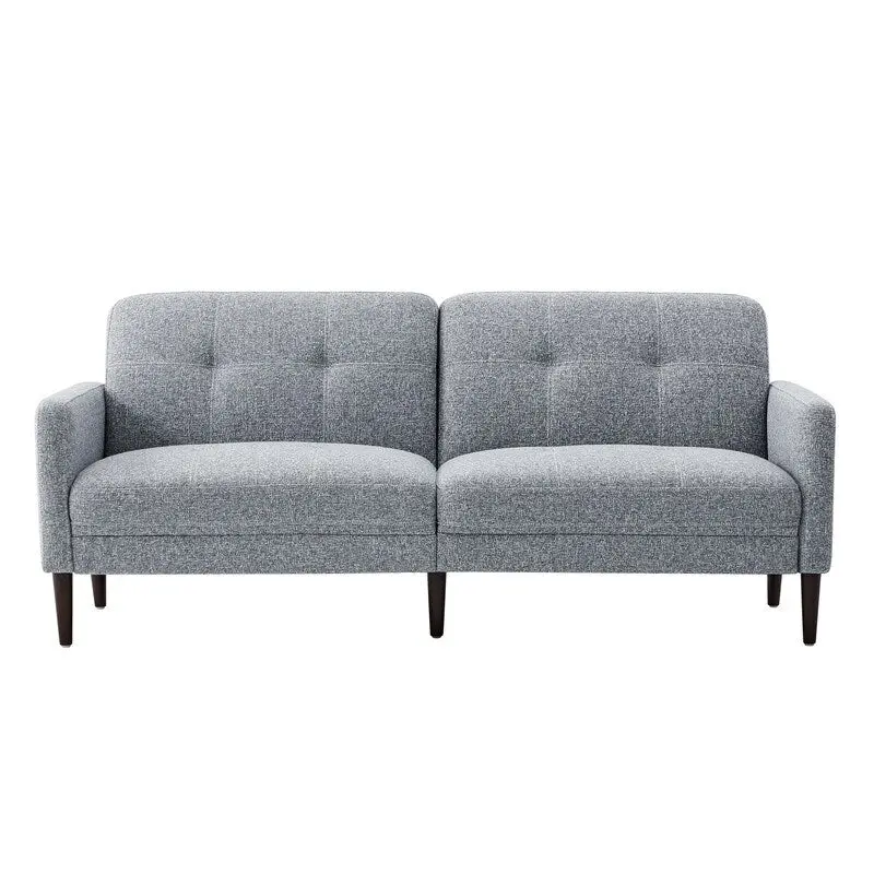 Gray Mid-Century Tufted Sofa Set - 1-Seater & 3-Seater