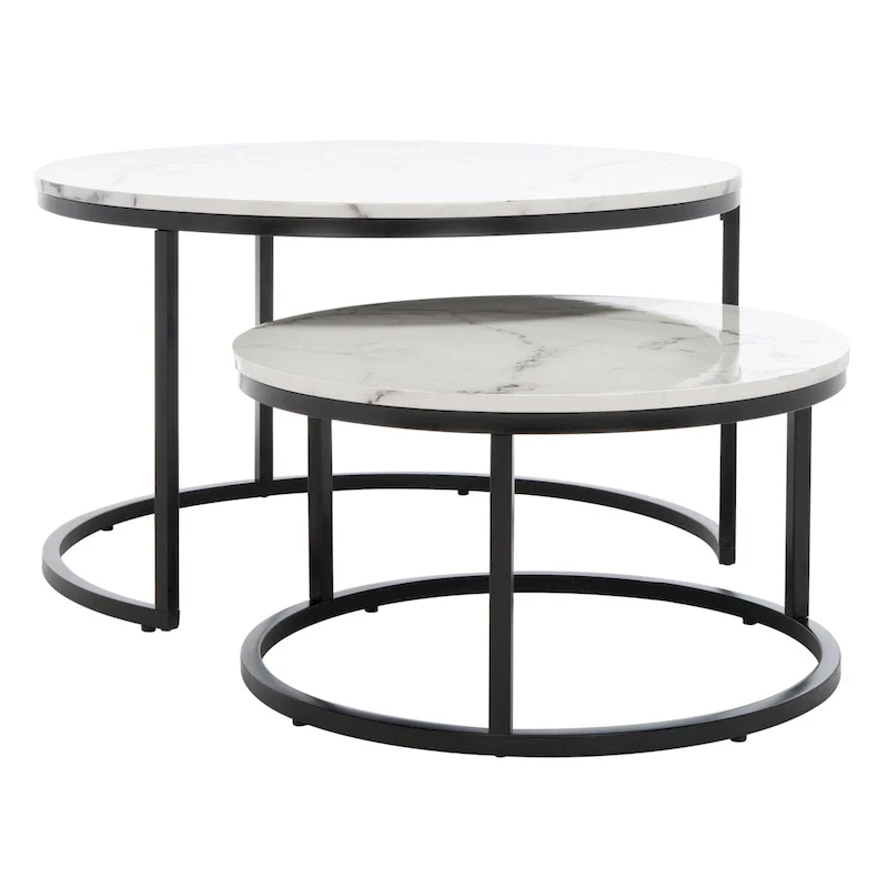 SAFAVIEH Elberta 2 Round Nesting Coffee Table - 43 L x 36 D x 18 H - 32Wx32Dx18H