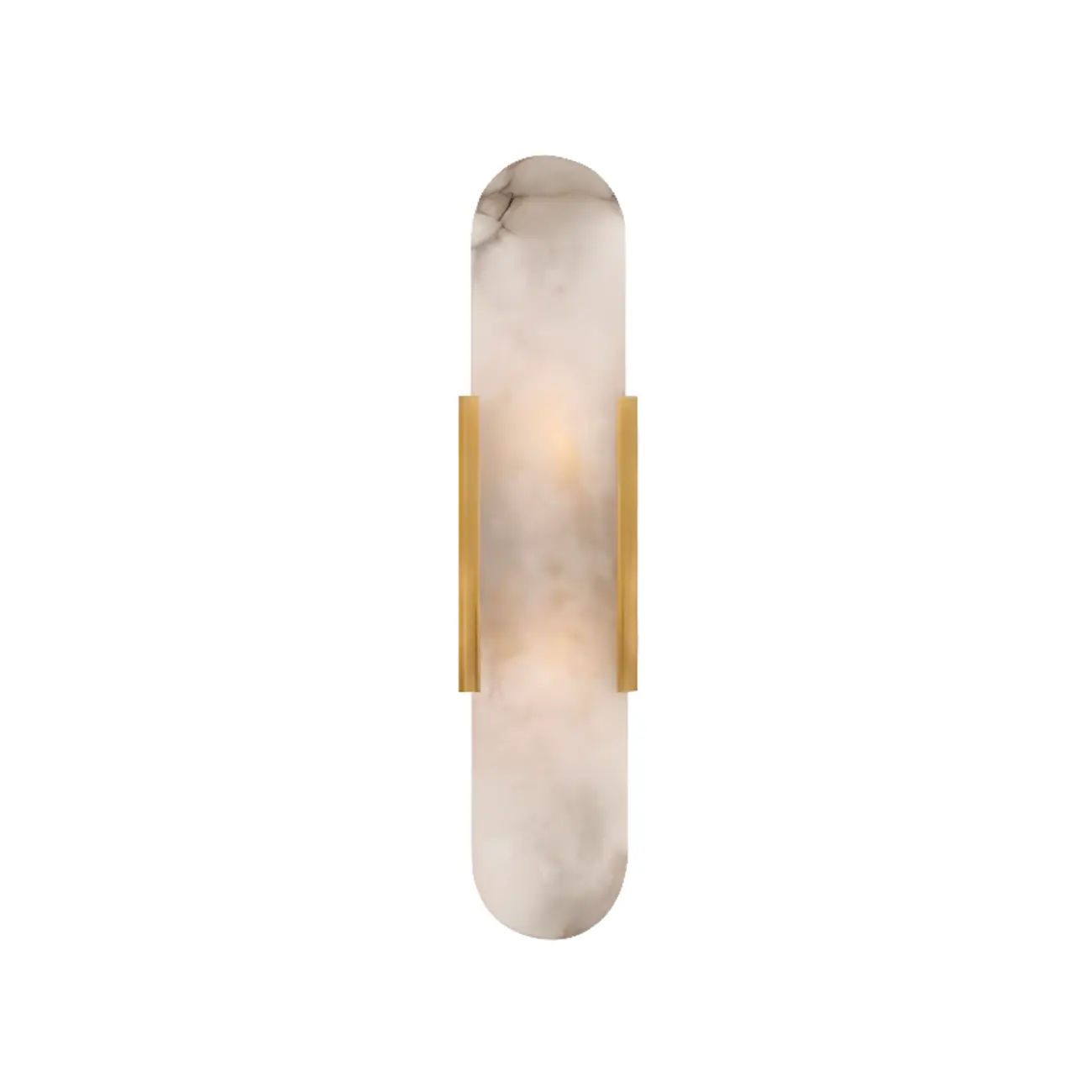 Modern Brass Oval Wall Light with Stone Chalk Shade