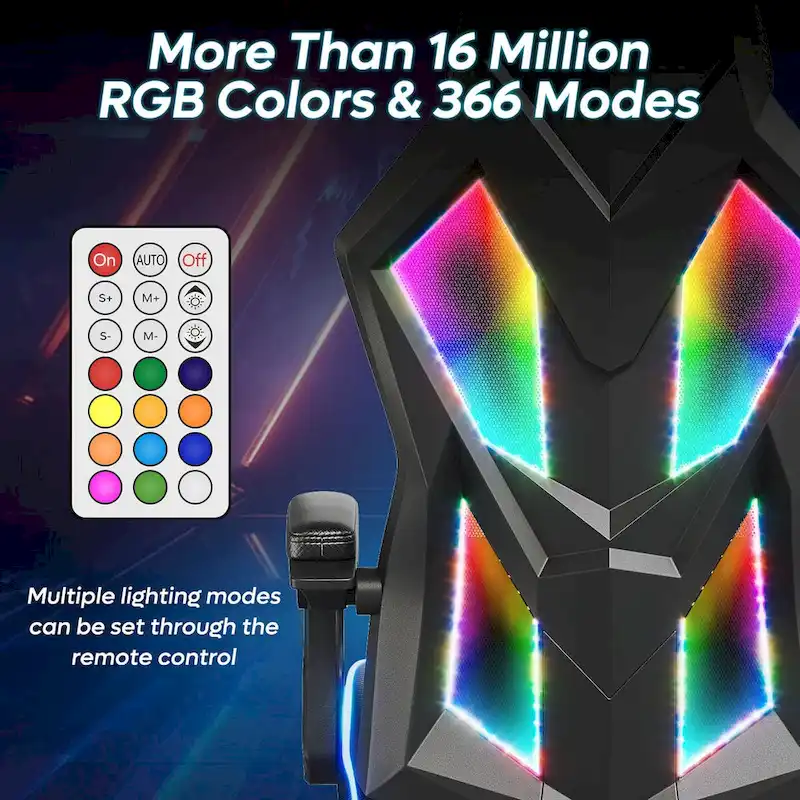 Ergonomic Gaming Chair with RGB LED Lights, Ventilated Fabric Computer Chair with Pocket Spring Cushion and Articulated Armrests