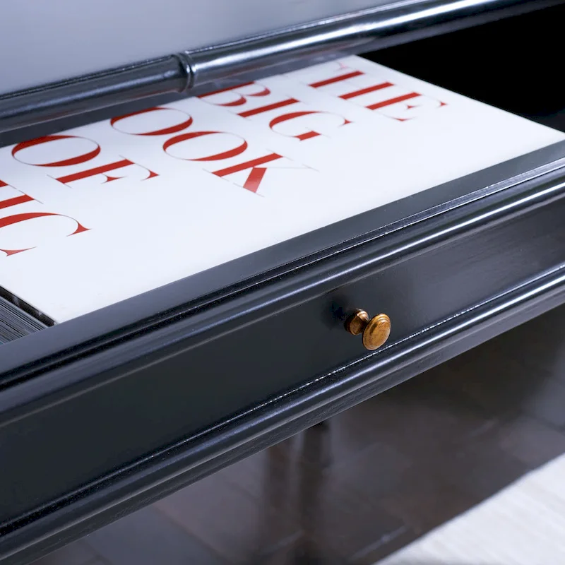 Modern Coastal Writing Desk with 1 Drawer - Bamboo-Inspired Wood Frame Office Furniture