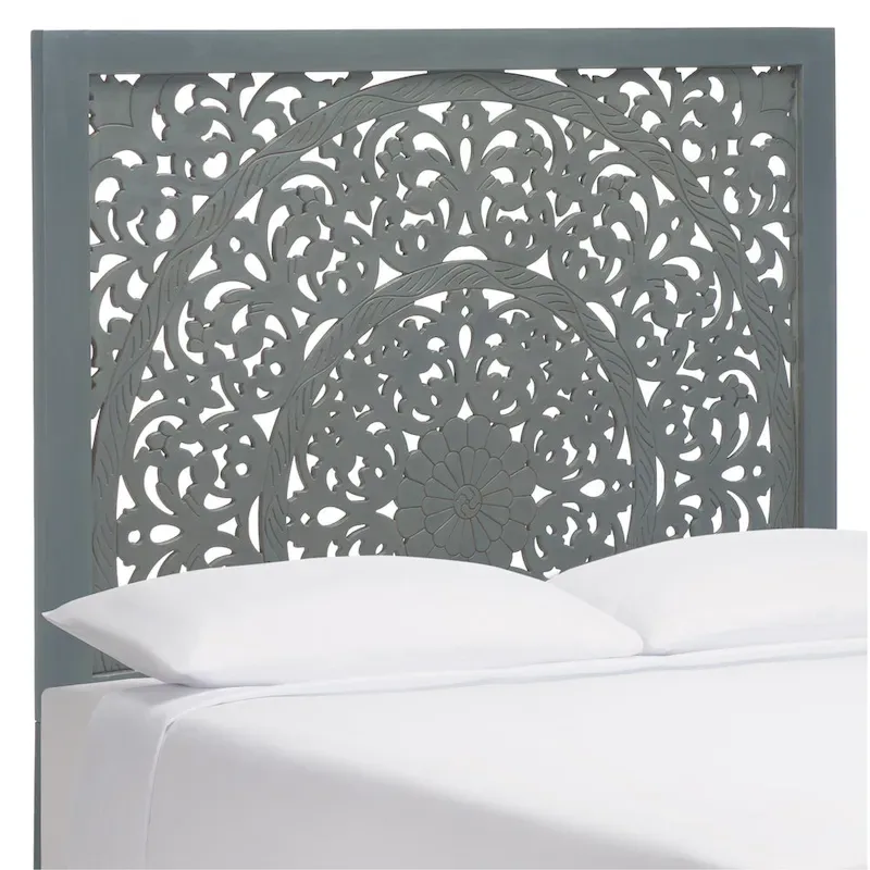 SAFAVIEH Home Remedy Grey Walnut Cut-Out Pattern Headboard