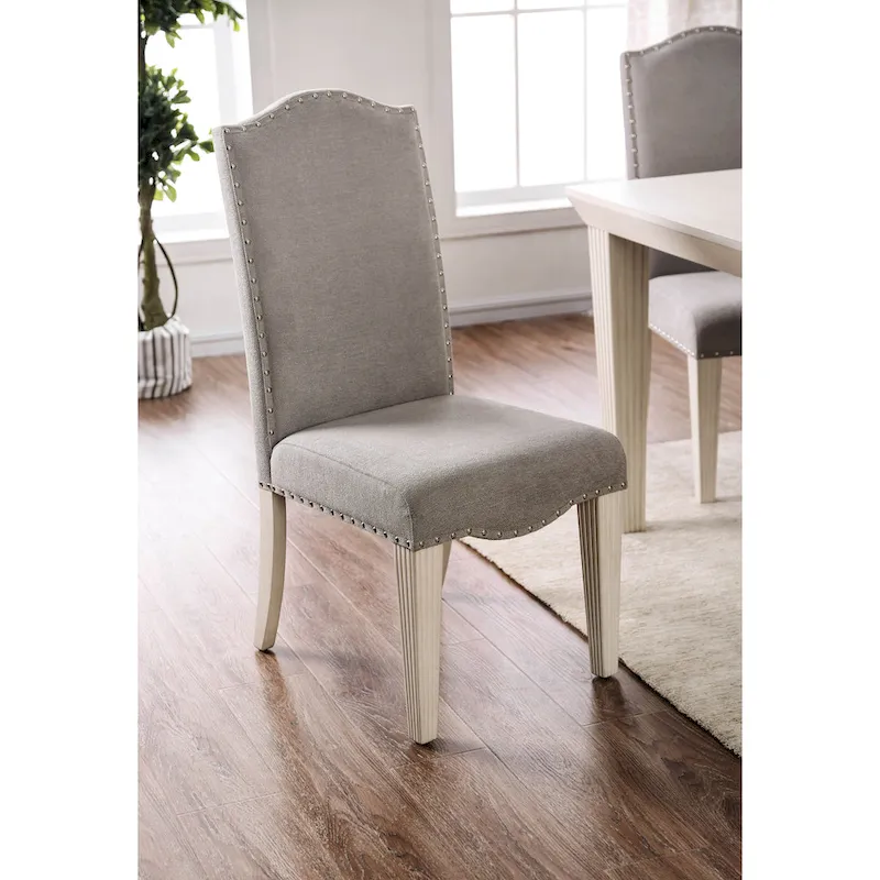 Sope Antique Grey Fabric Dining Chairs (Set of 2) by Furniture of America