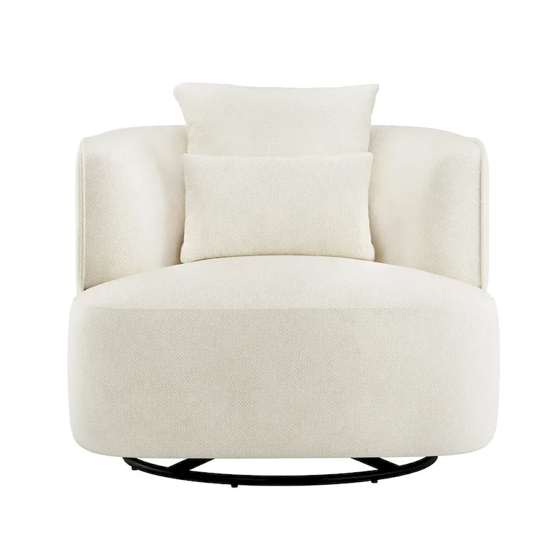 LUE BONA 2 Set Swivel Accent Armchair Fabric Blend, Modern Barrel Living Room Sofa Chair - 32.7  W x 32.7  D x 26.8  H