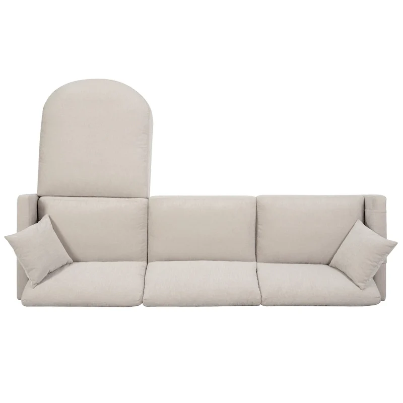 Beige 107.87 Spacious 4-Seater Sofa with Movable Ottoman