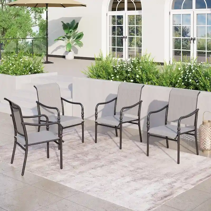 MAISON ARTS Outdoor Dining Chairs Set of 4, Breathable Material and Gourd Head Shape Armrest
