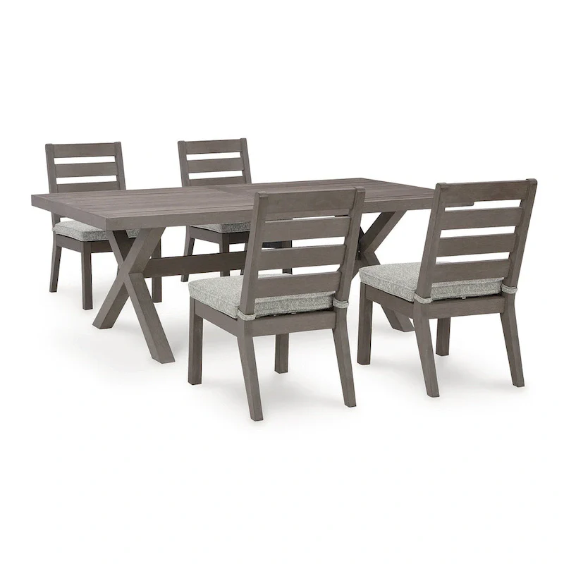 Signature Design by Ashley Hillside Barn Brown/Gray 5-Piece Outdoor Dining Package - 84 W x 42 D x 29 H