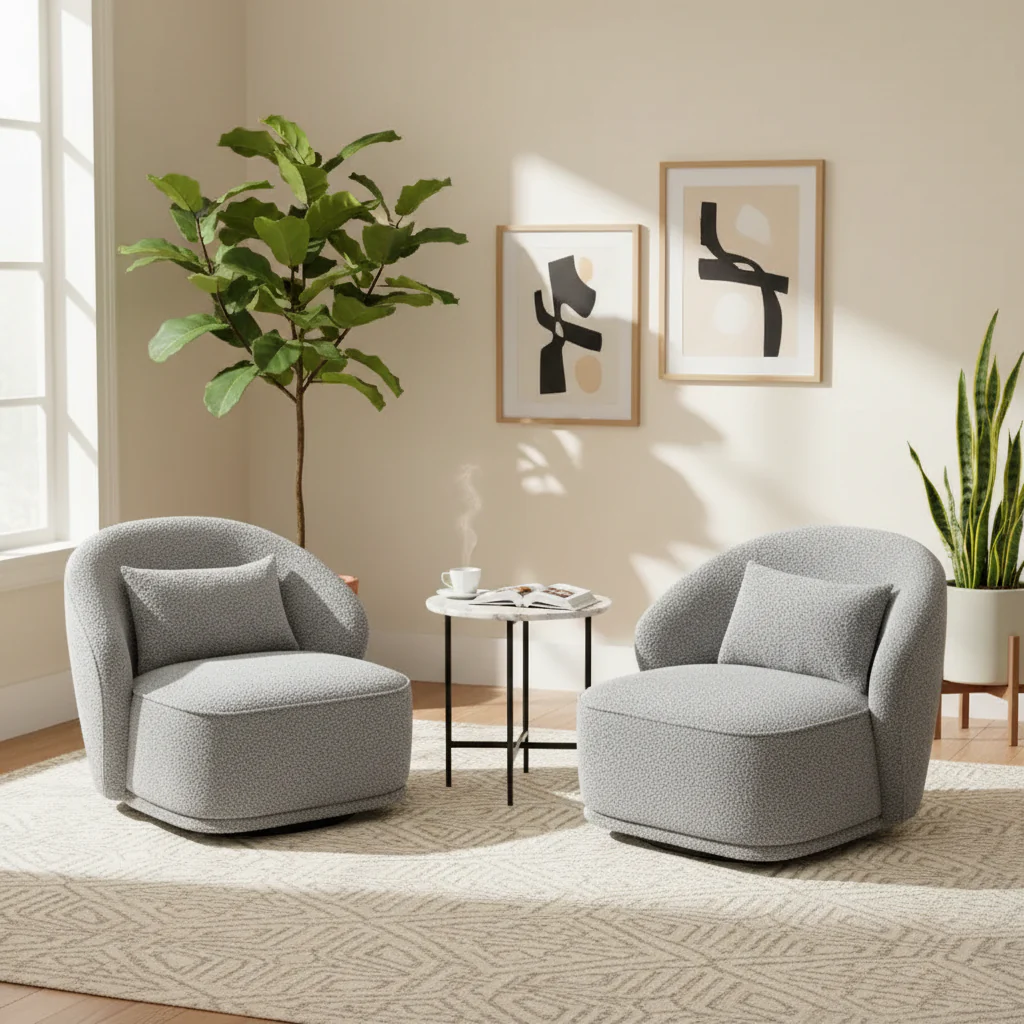 33 W  Upholstered Accent Swivel Chair (Set of 2)
