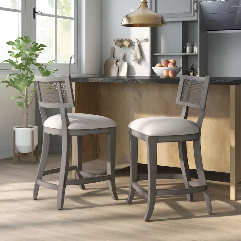 Counter Height Chair with Woven Cane Back - Rubberwood - Beige Seat