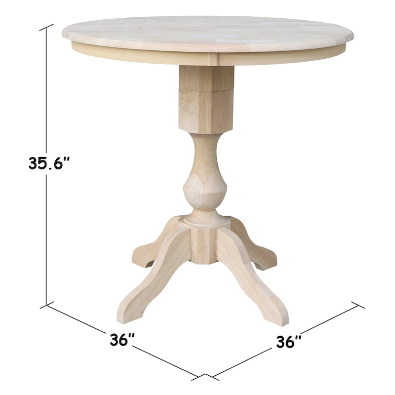36 Round Top Pedestal Dining Table - Unfinished