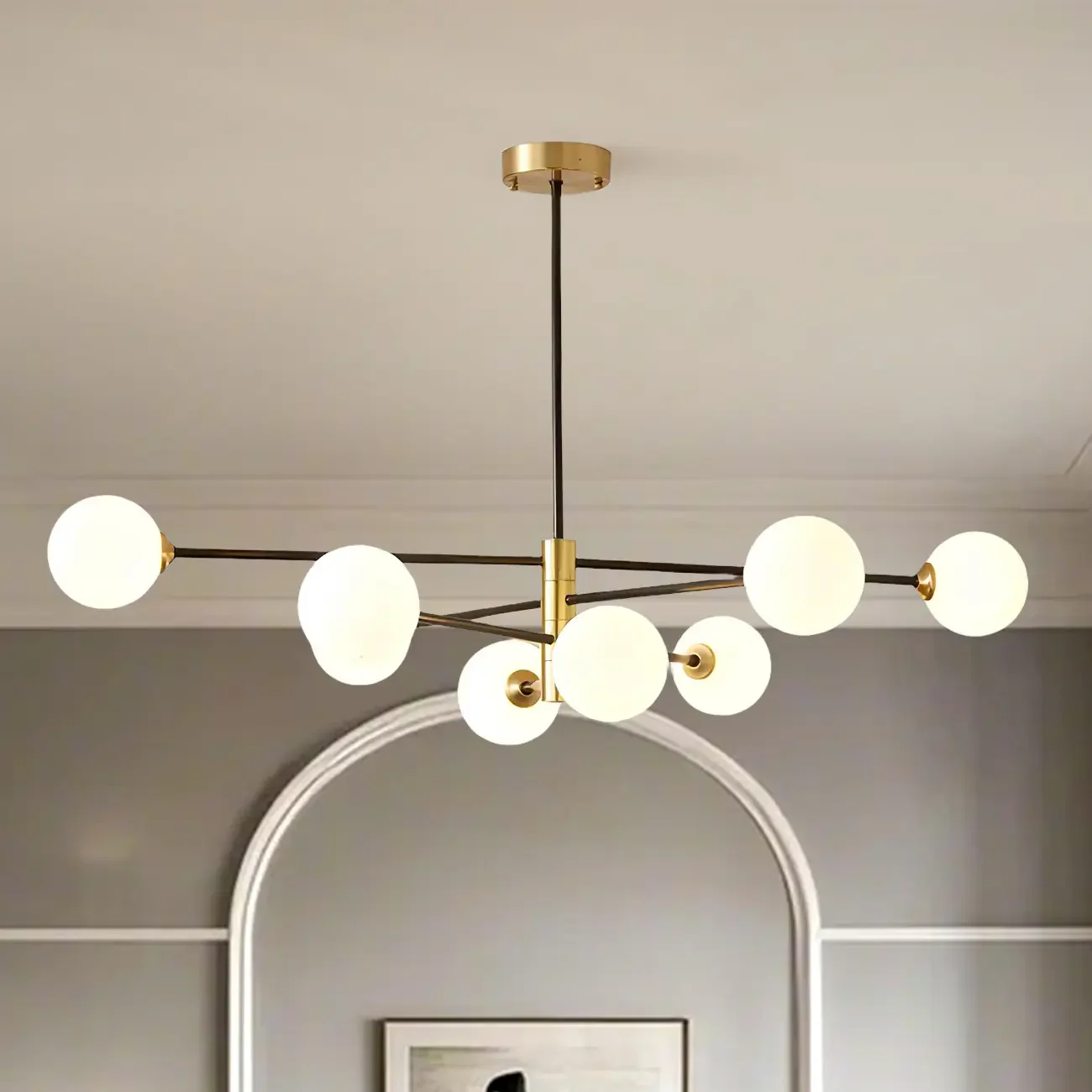 Modern 8-Light Glass Globe Sputnik Chandelier