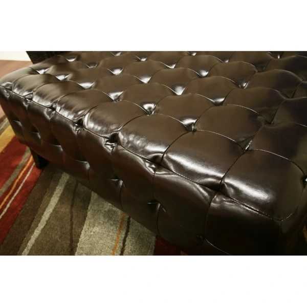 Pemberly Dark Brown Bonded Square Leather Ottoman