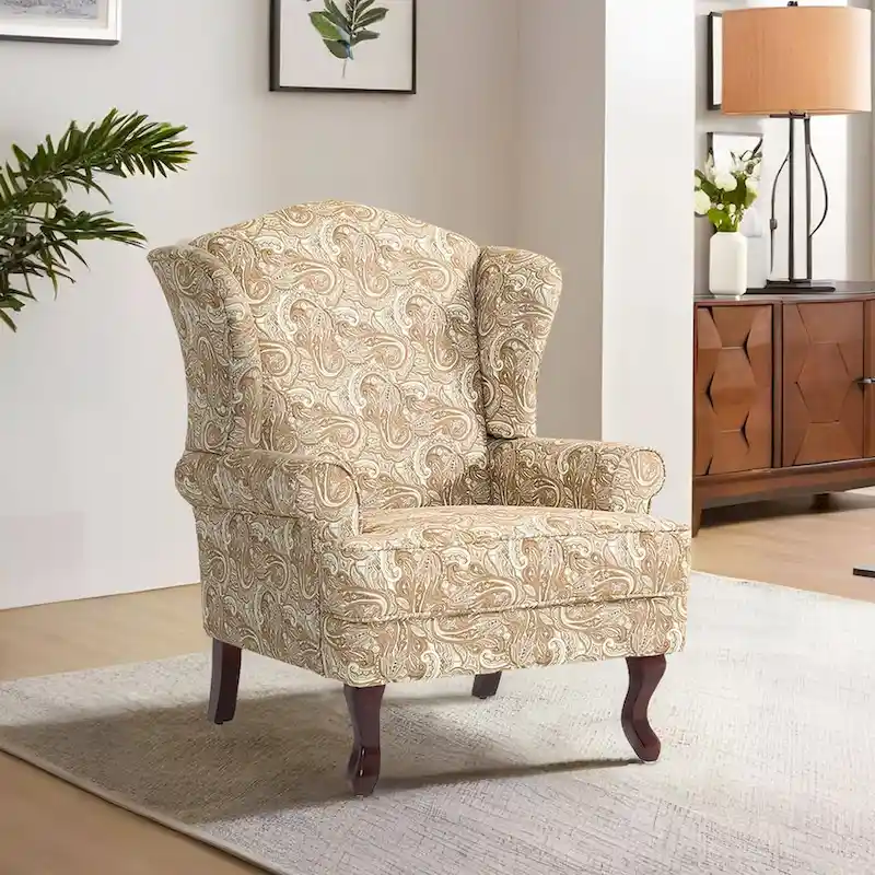 Mid-Century Modern Upholstered Wingback Accent Chair