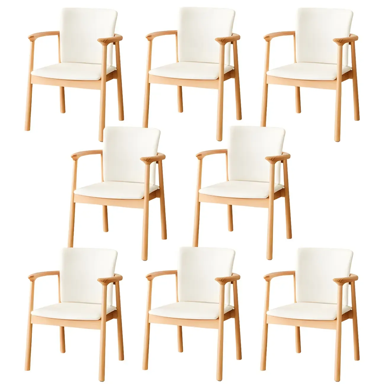 Modern Upholstered Rubberwood Arm Dining Chair Set of 2