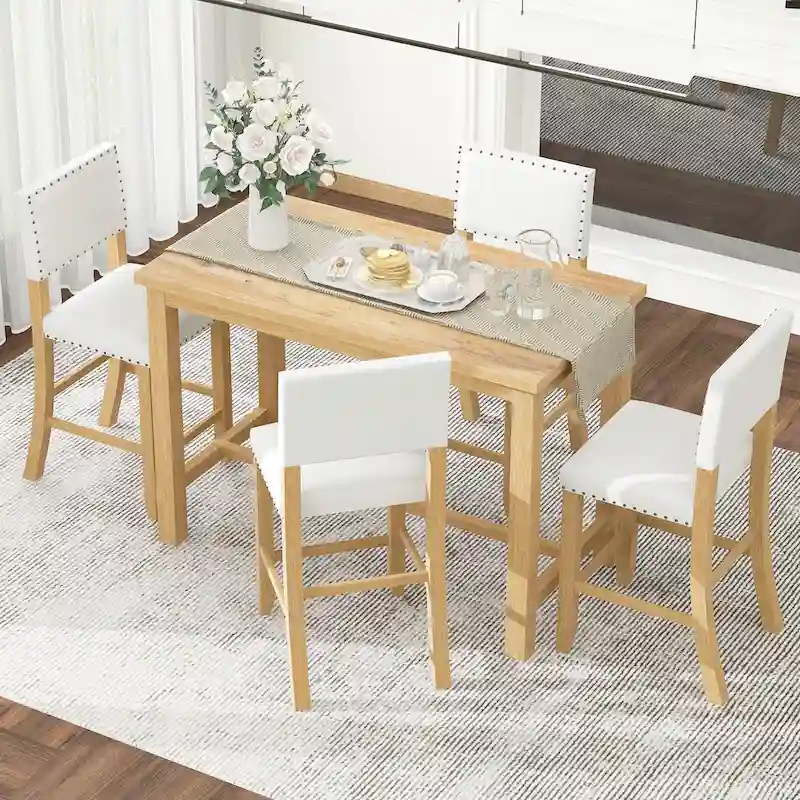5-Piece Counter Height Dining Set with Table and 4 Chairs