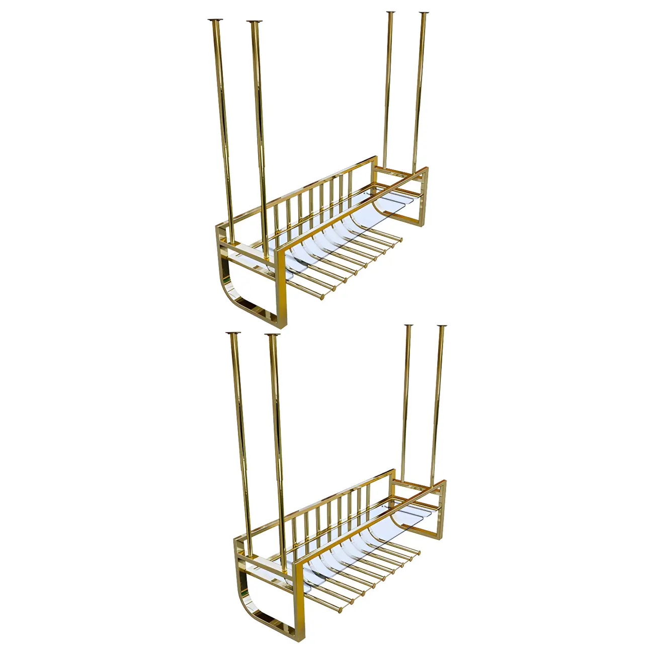 Wall-Mounted Metal Wine Rack Glam Gold Stylish