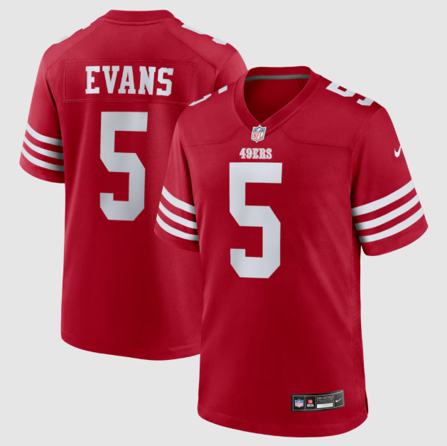 San Francisco 49ers Mike Evans Scarlet Jersey