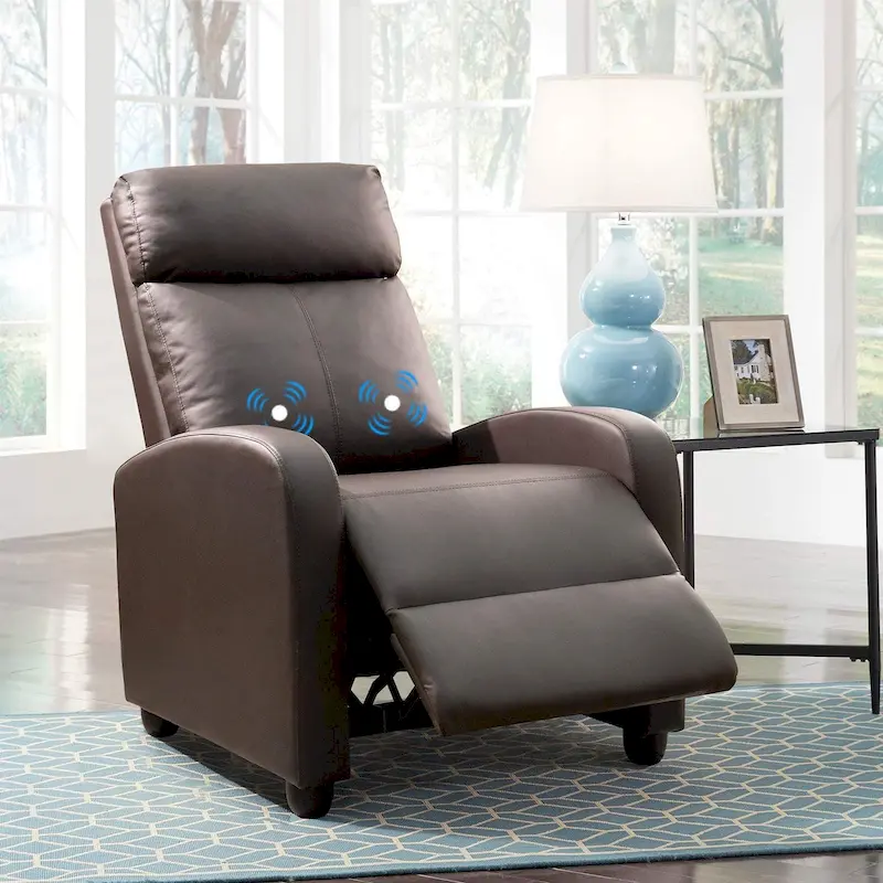Single Massage Recliner, Brown/Black – 1-Seat, 8 Modes