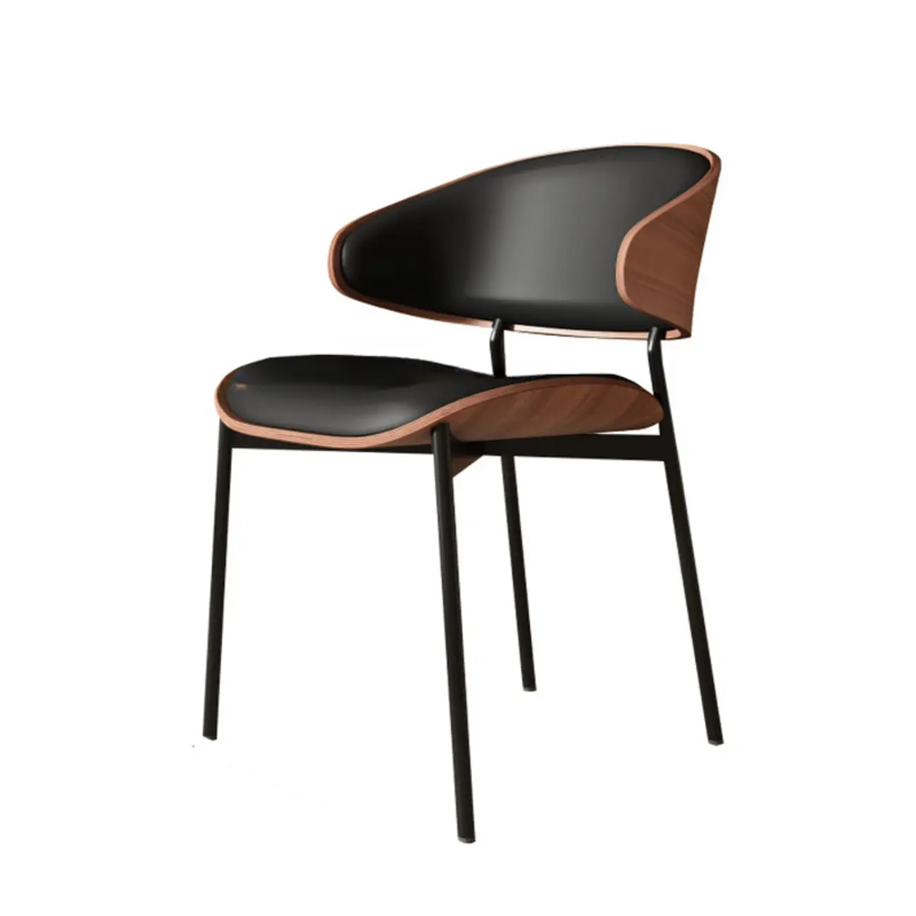 Art Deco Faux Leather Low Back Dining Chair