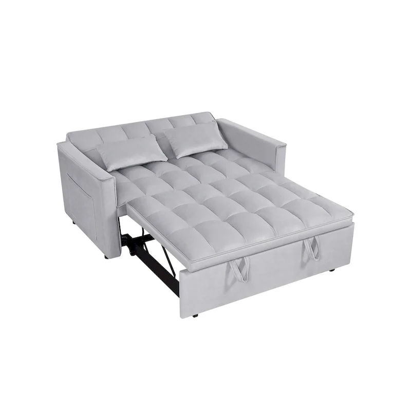 Modern Convertible Futon Sofa Bed,Adjustable Backrest,Armrest Holders