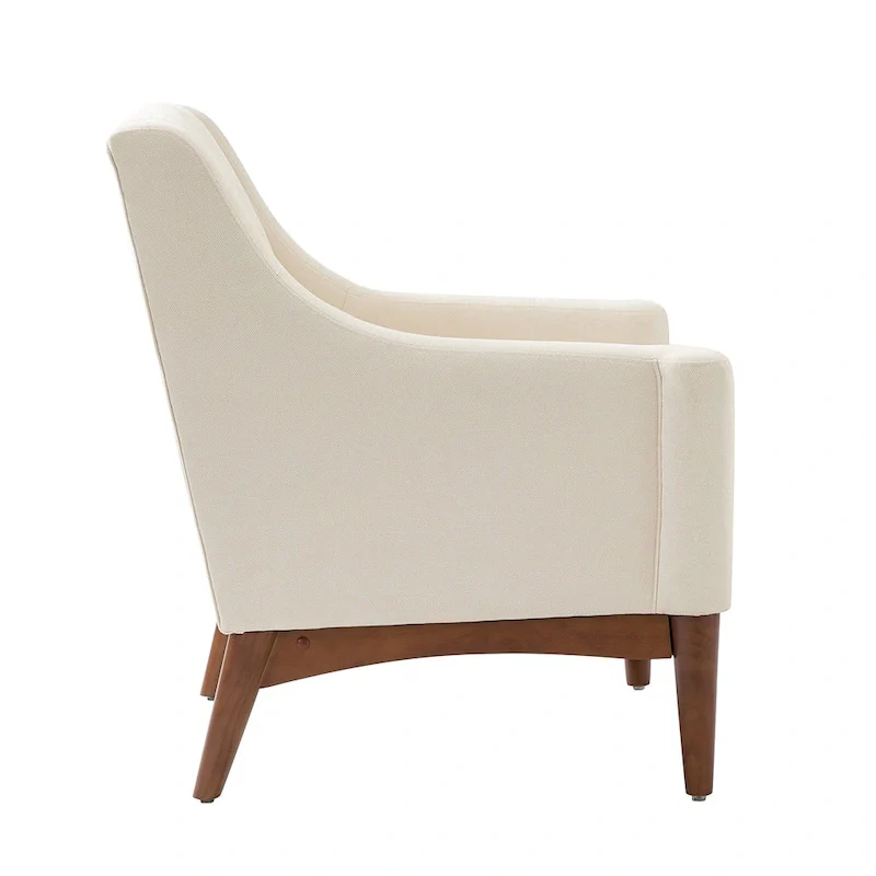 Francis Mid-Century Modern Upholstered Armchair with Sloped Arms and Solid Wood Legs