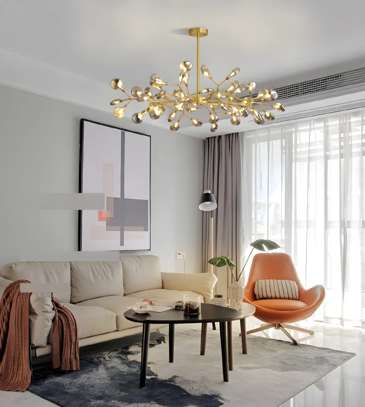 Modern Gold Metal Fireflies Island Pendant Light