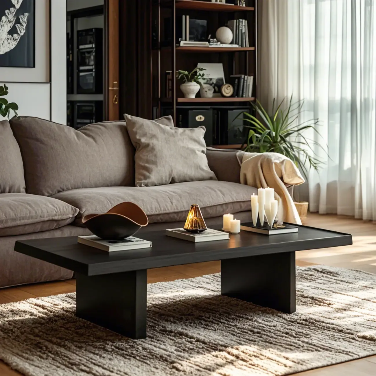 Modern Ash Rectangular Coffee Table with Sled Base