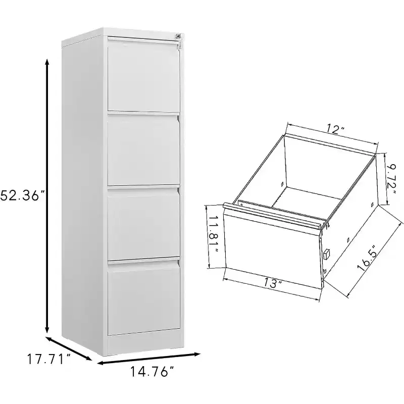 COZONY 4 Drawer File Cabinet w/ Lock, Vertical Filing Cabinets for Home Office, Metal Steel Storage Cabinet for Legal Size File, Assembly Required