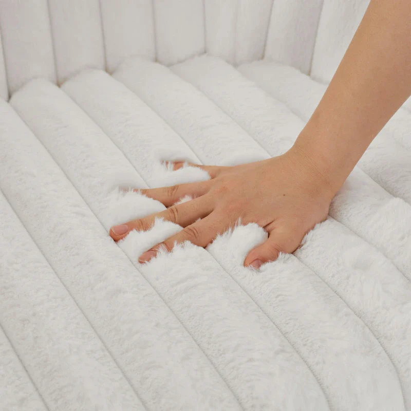 Faux Rabbit Fur 360-Degree Swivel Barrel Accent Chair