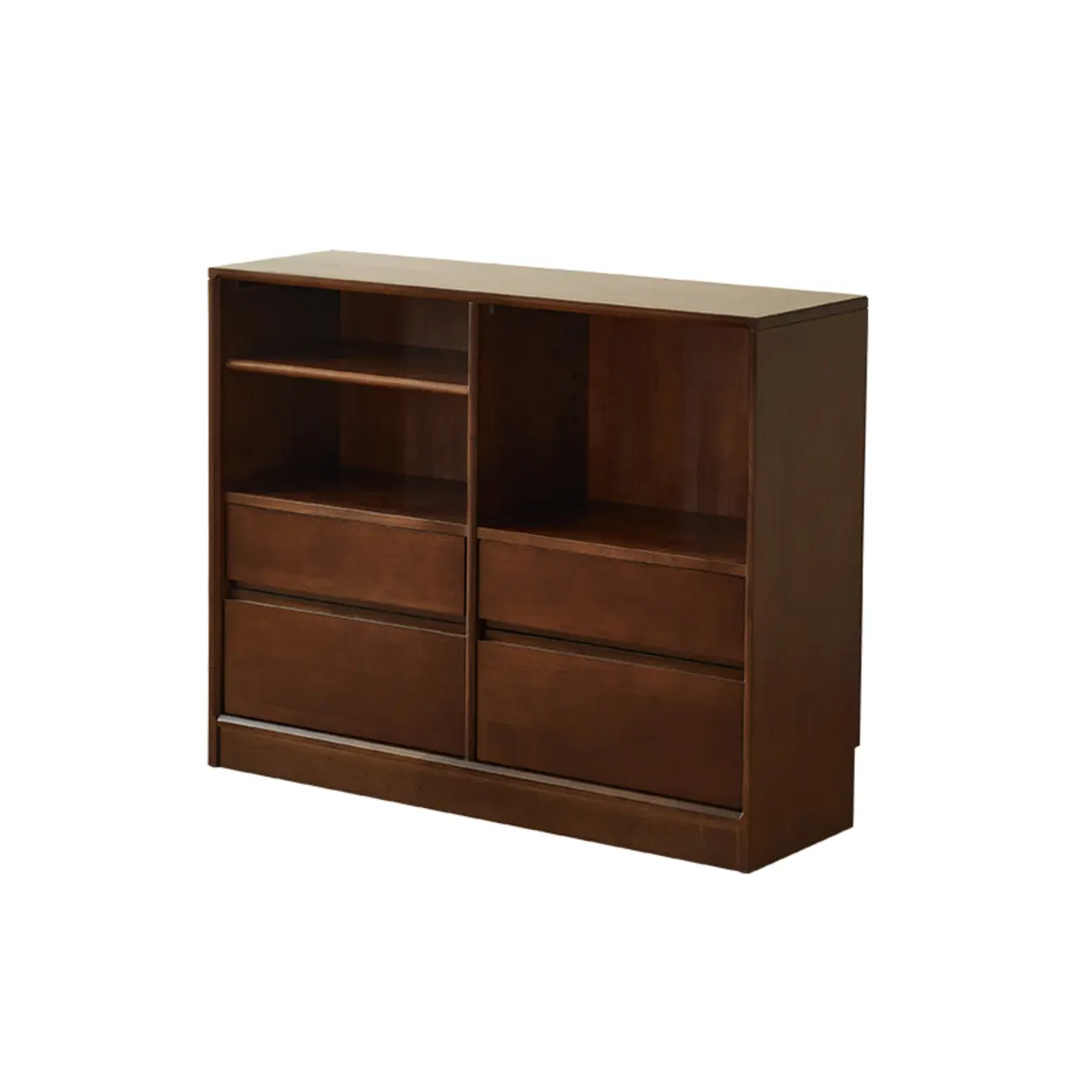 Mid Century Brown Closed Back Horizonal Wooden Bookcase