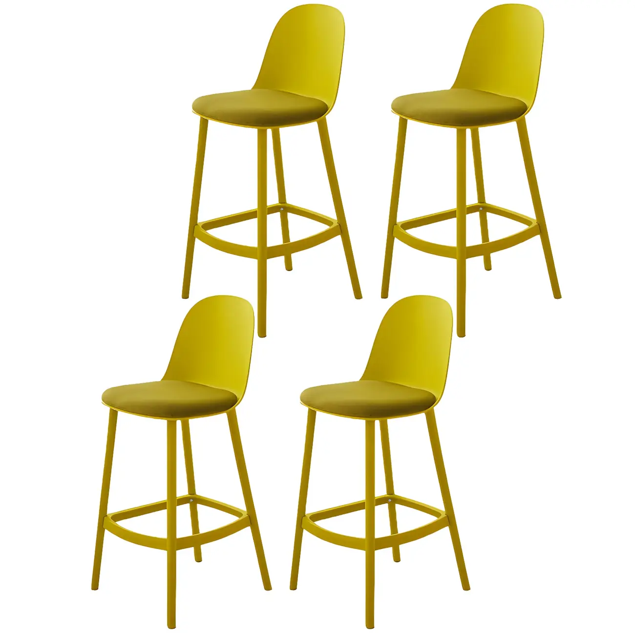 Modern Plastic Upholstered Bar Stool with Footrest