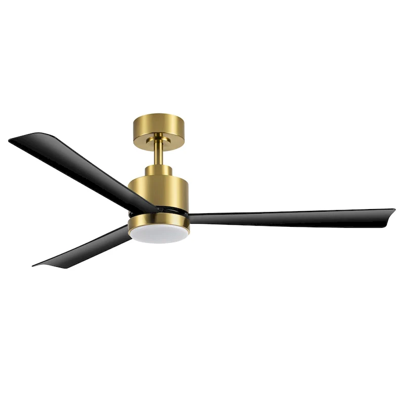 52 Inch Gold/Black/White 3-Blade LED Ceiling Fan with Light and Remote