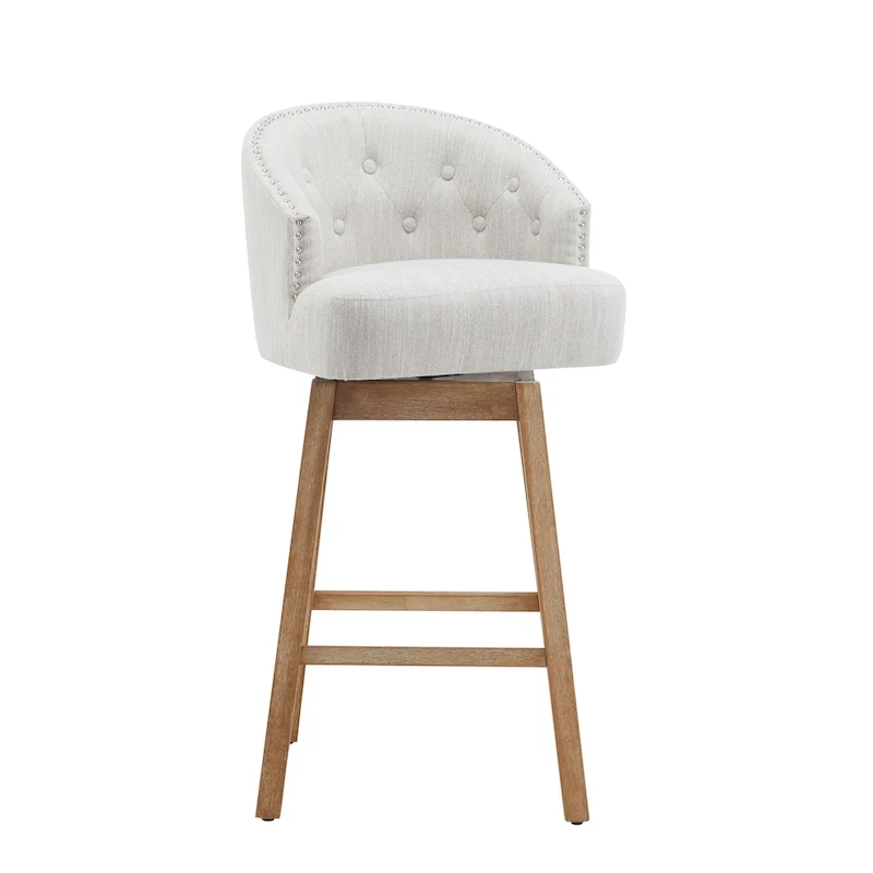 Roomfitters 33.25 Swivel Upholstered Counter Stools, Set of 2 Armless Bar Chairs with Rubberwood Frame and Footrest