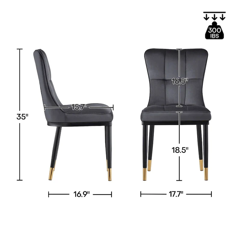 Velvet Dining Chairs Set of 2/4 - Waffle Pattern High Back, 300lbs Capacity, Metal Frame, 35.8