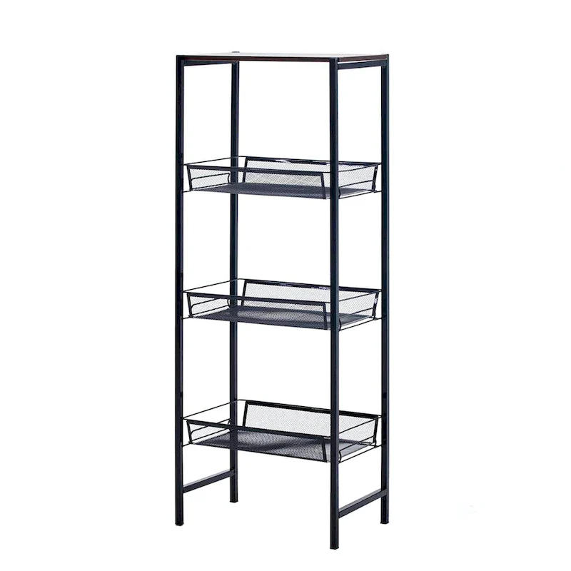 3-Tier Storage Shelves with Mesh Trays and Metal Frame – 17.32W x 9.06D x 43.90H