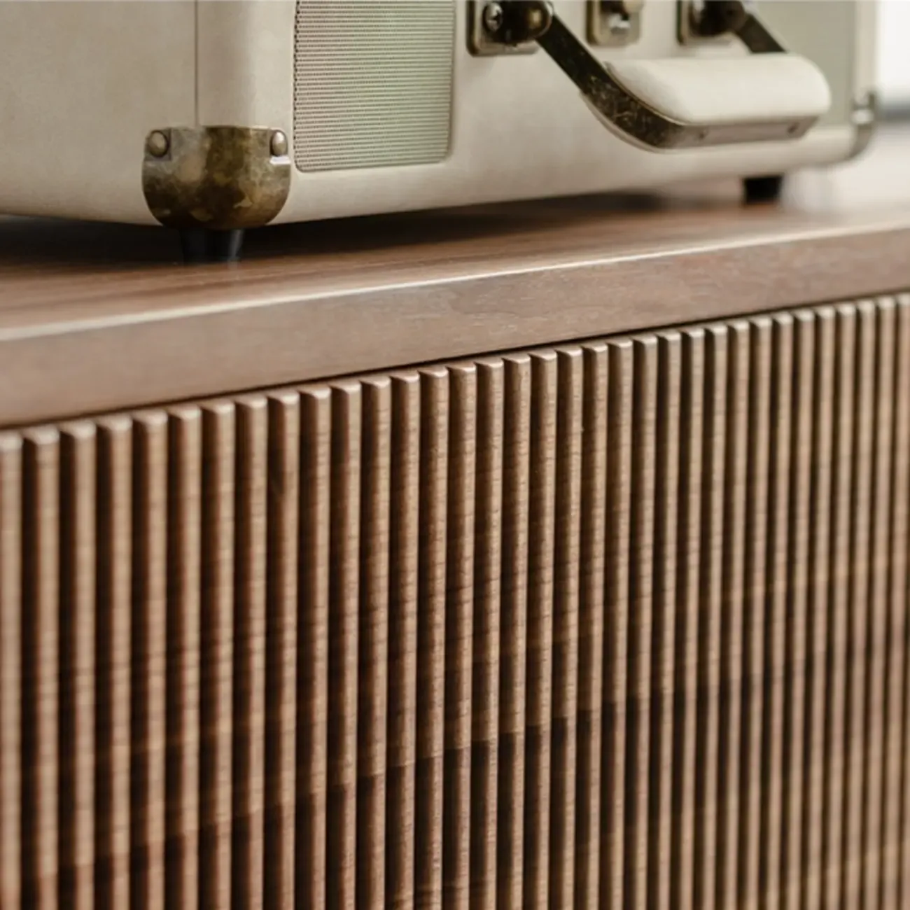 87 Mid-Century Modern Brown Wooden TV Stand with Drawers