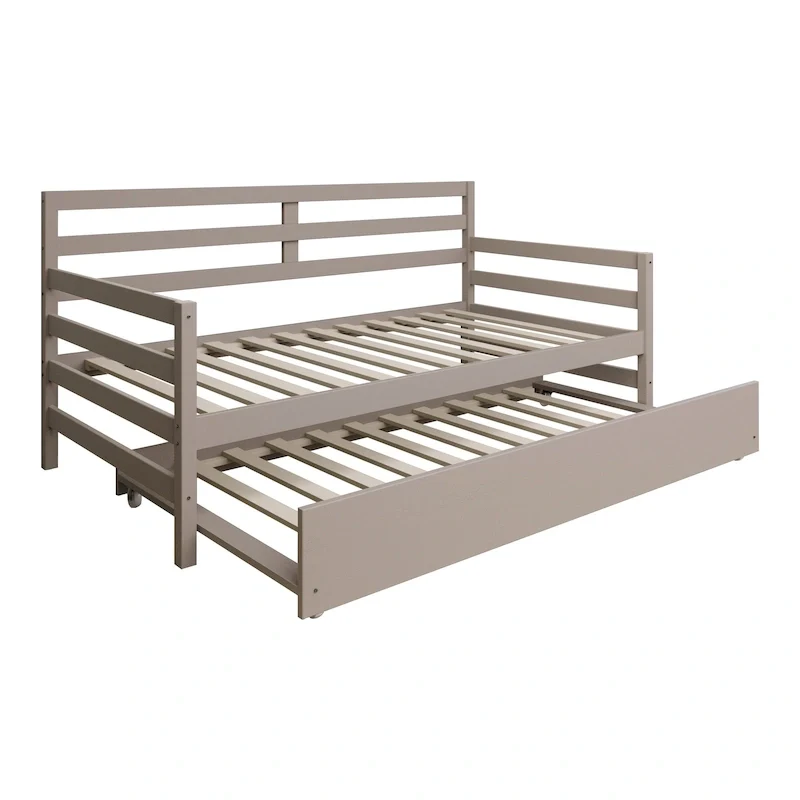 White/Walnut/Black/Light Oak/Antique Grey Railing-Style Twin Daybed with Trundle