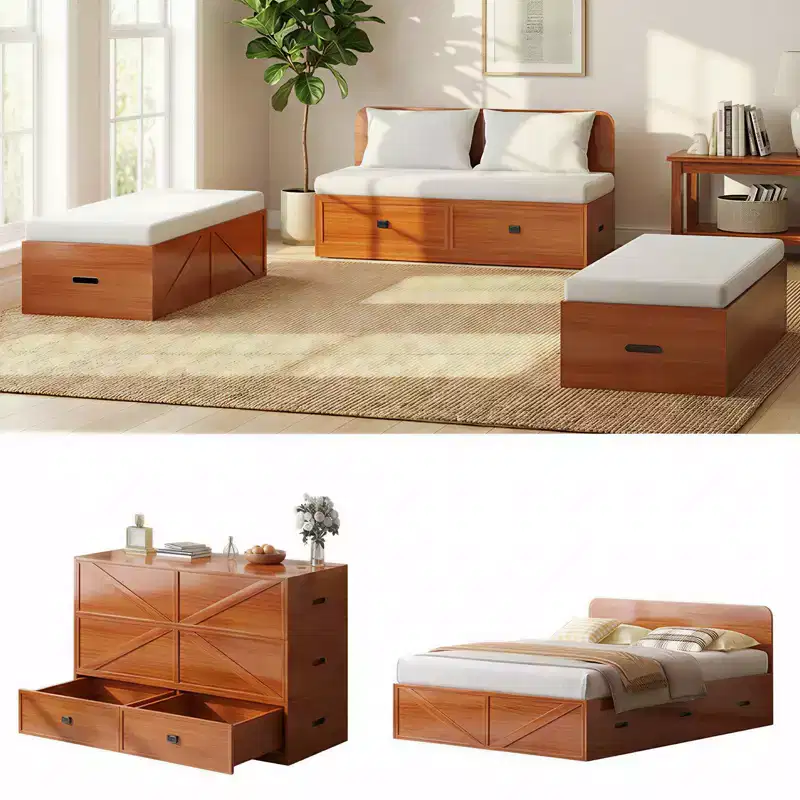 Mjkone Murphy Bed with Sofa Set  Converts to Guest Bed, 1100LBS Capacity & Storage Drawers