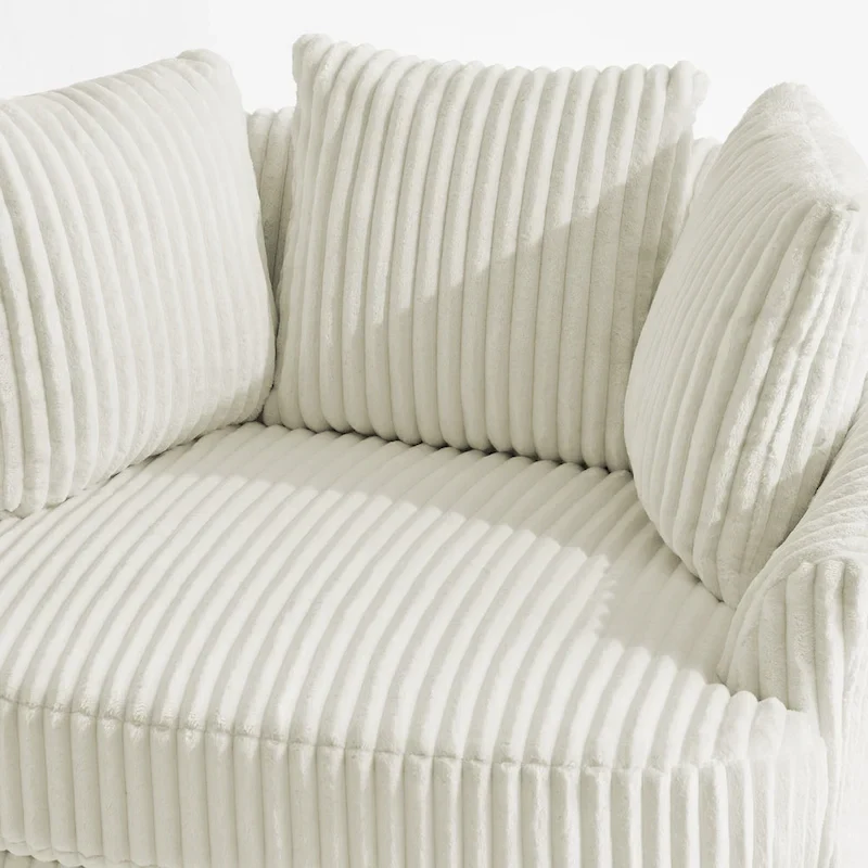 DREAMSIDEA Recessed Arm Slipcovered Swivel Barrel Chair