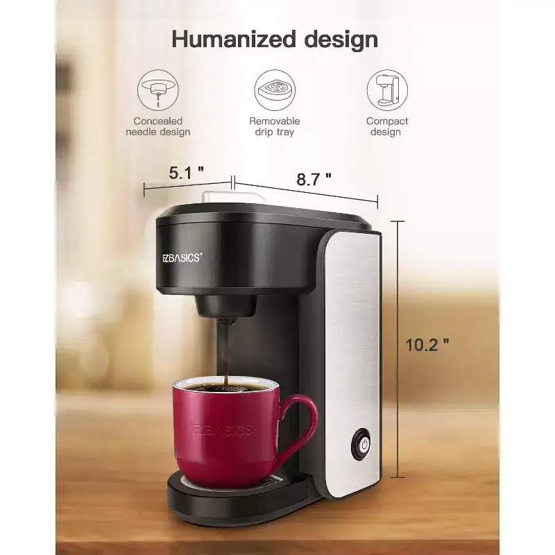 Black HEATDAZ Single Serve Coffee Maker - Perfect Christmas Gift, Mini Brewer for Capsule  Ground Coffee, Holiday Gift for Coffee Lovers