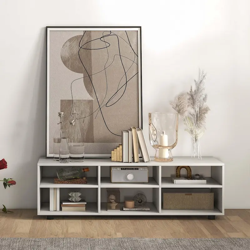 6-Cubby TV Stand with Adjustable Shelves