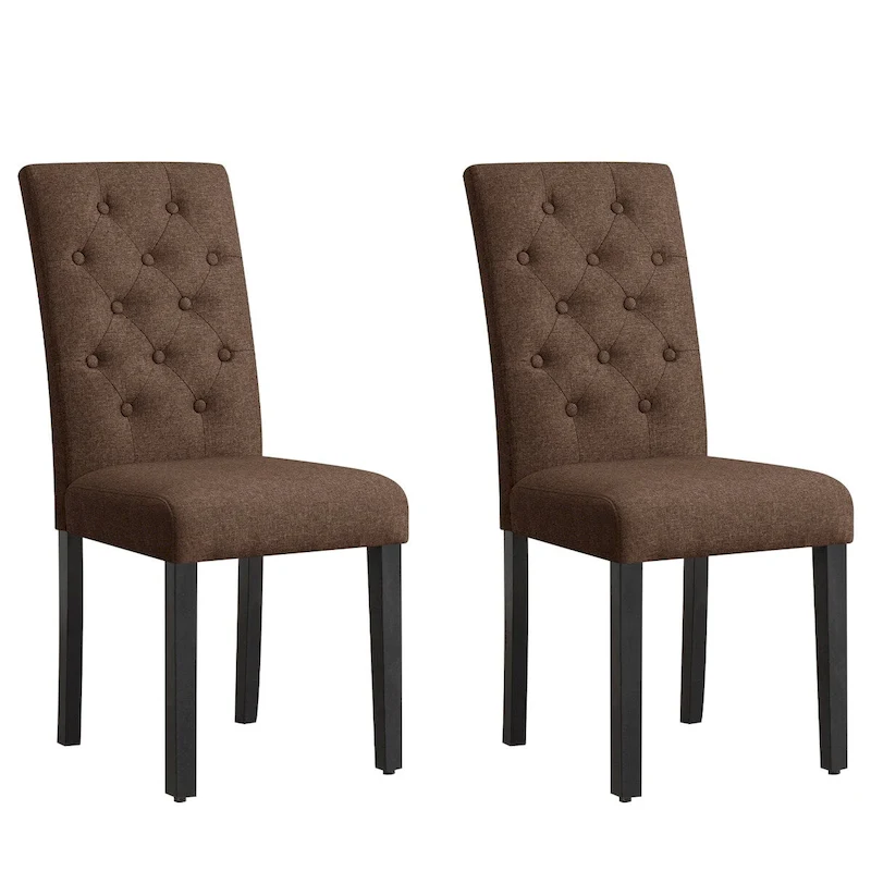 Subrtex Linen Parsons Upholstered Button Dining Chair (2-Pack)