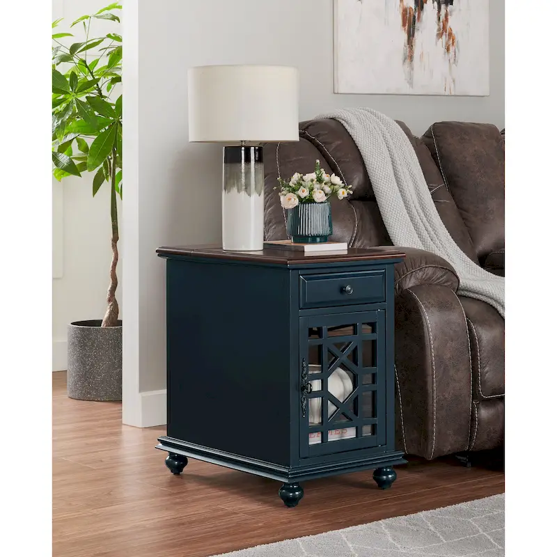 Elegant Chairside Table with Power