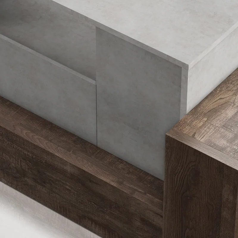 Geso Industrial Oak and Light Grey 71-inch 4-Shelf TV Console by Furniture of America