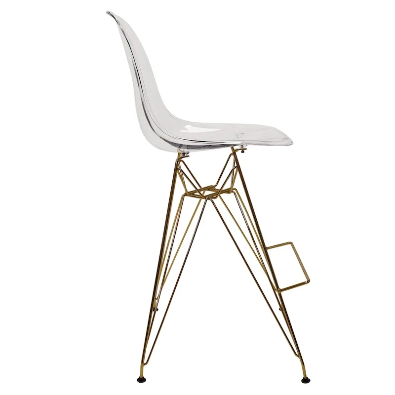 Barstool with Gold Chrome Base and Footrest