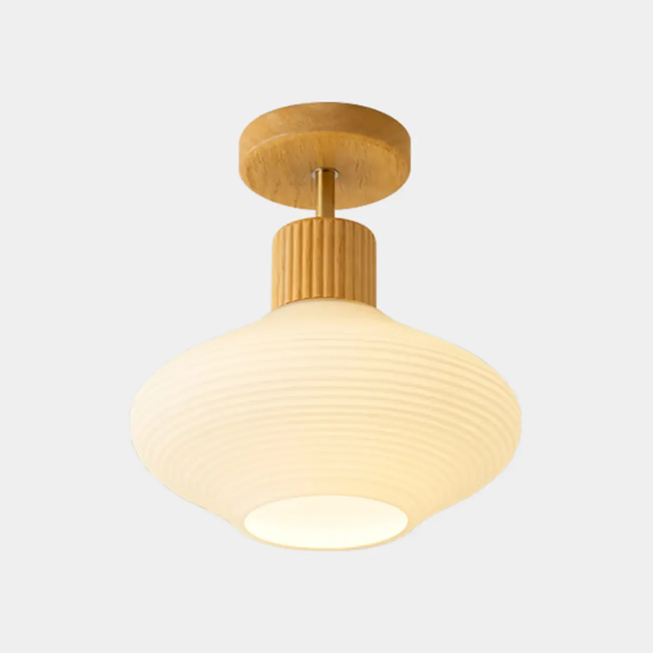 5 to 9 Inch Geometric Wooden Semi Flush Ceiling Light