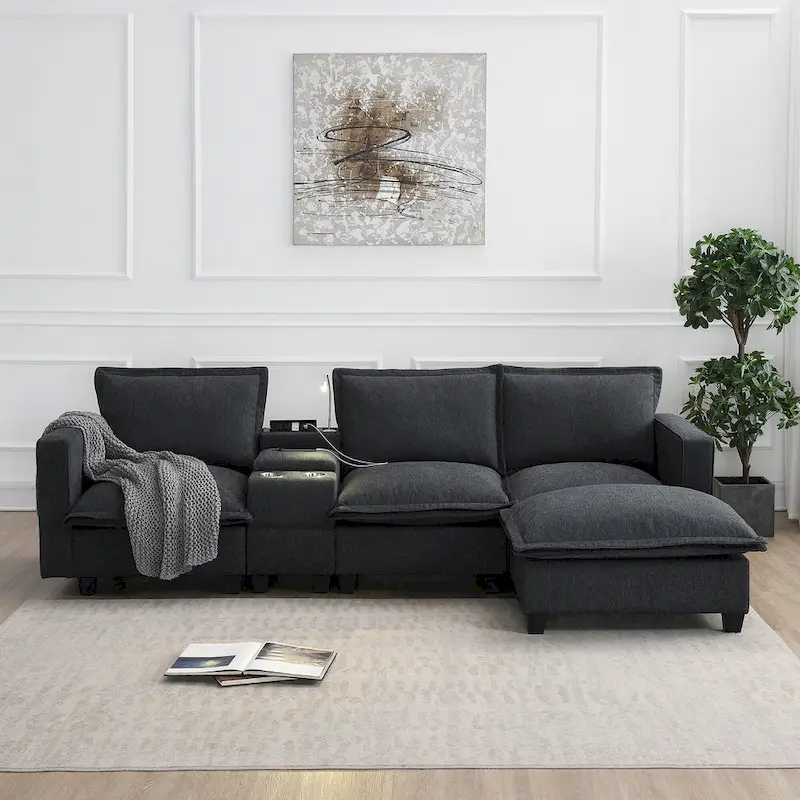 109 Chenille Modular Sectional Sofa with USB Console